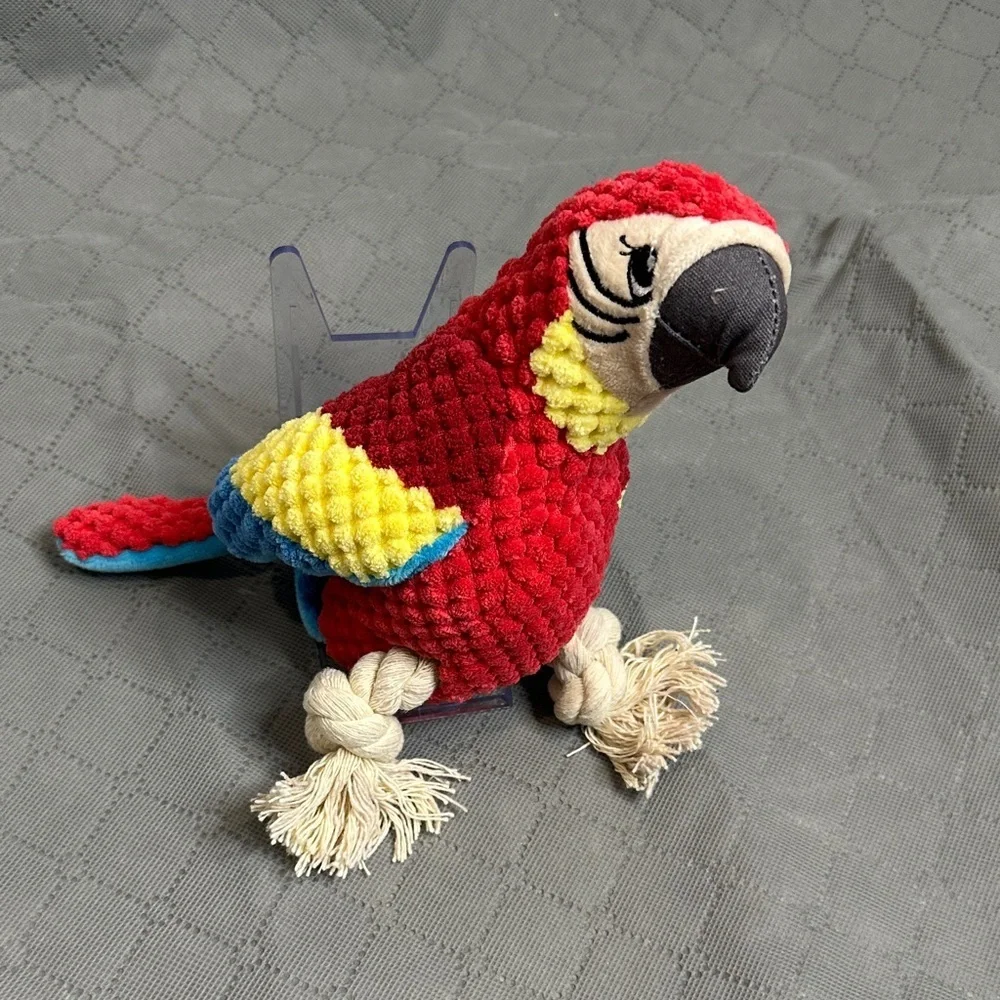 Vibrant Parrot Dog Toy with Rope Legs